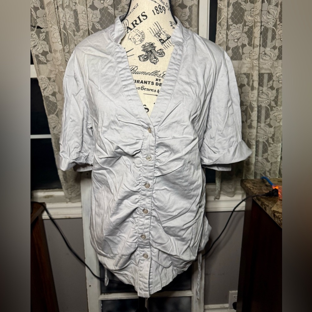 Button up with side lacing blouse.